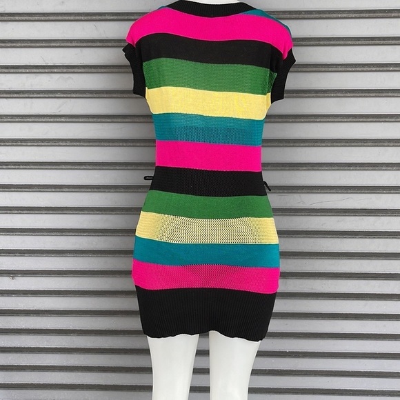 C Leo Knit Mini Multi Color Dress Size L - Picture 5 of 7